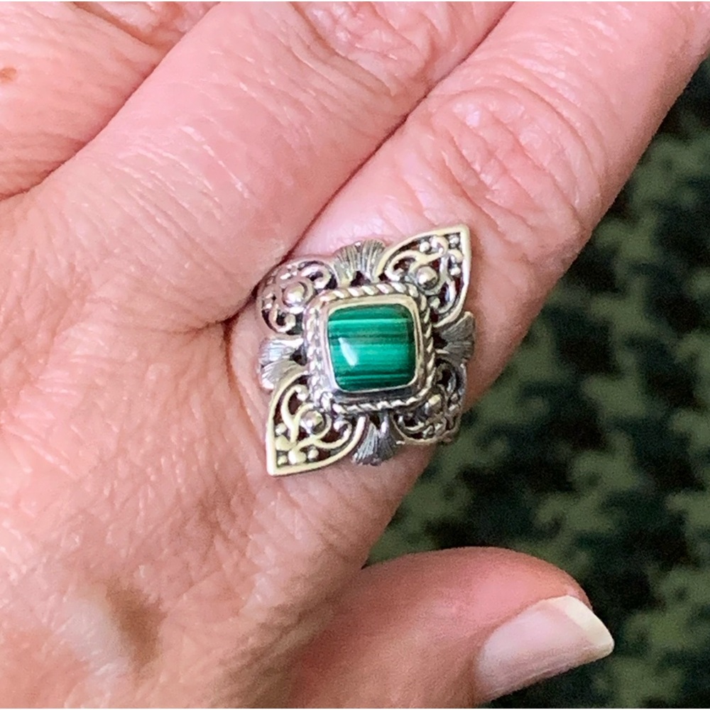 Artisan of India Sterling Silver Malachite Ring - Picture 8 of 13
